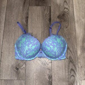 Victoria’s Secret Very Sexy Push Up Bra Turquoise With Purple Lace